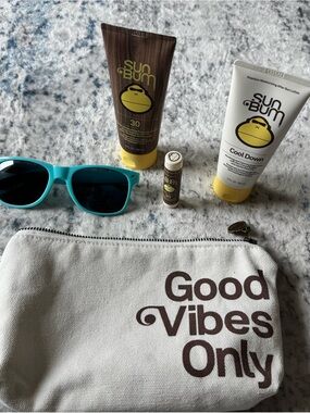 Good Vibes Only Canvas Pouch - With Sun Care Essentials
